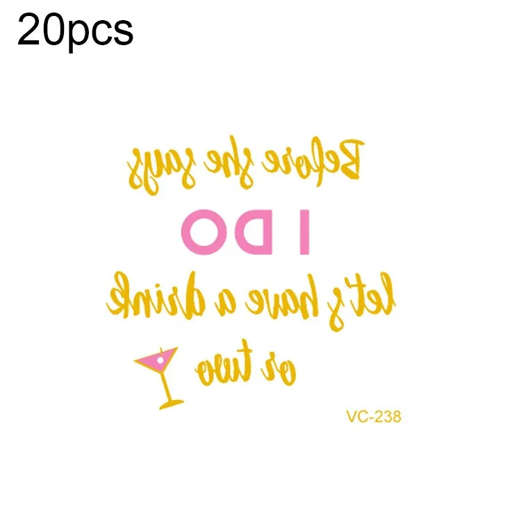 20 قطعة ملصقات وشم عرس مقاومة للماء بطباعة ساخنة لحفلة العزوبية، VC-204، VC-205، VC-206، VC-207، VC-208، VC-209، VC-210، VC-211، VC-212، VC-213، VC-214، VC-215، VC-216، VC-217، VC-218، VC-227، VC-228، VC-229، VC-230، VC-231، VC-232، VC-233