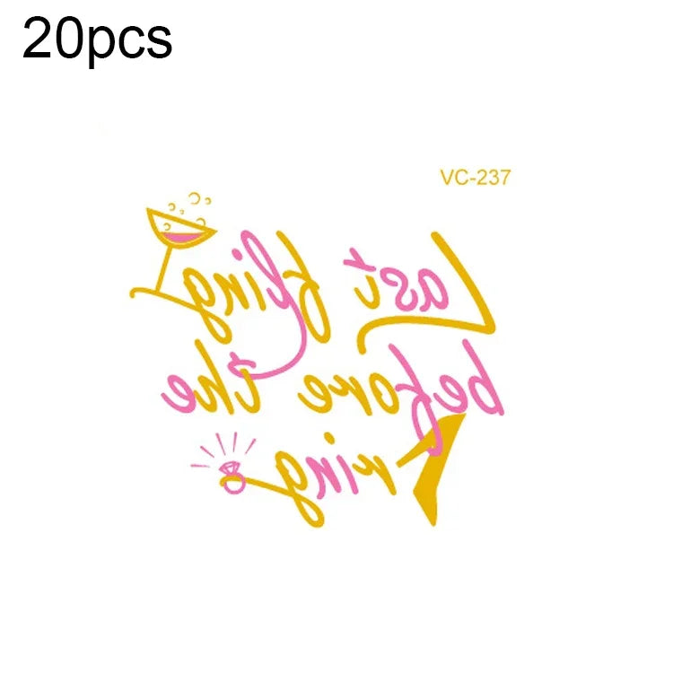 20 قطعة ملصقات وشم عرس مقاومة للماء بطباعة ساخنة لحفلة العزوبية، VC-204، VC-205، VC-206، VC-207، VC-208، VC-209، VC-210، VC-211، VC-212، VC-213، VC-214، VC-215، VC-216، VC-217، VC-218، VC-227، VC-228، VC-229، VC-230، VC-231، VC-232، VC-233