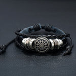 5 PCS BX222 Sun Flower Beads Leather Personality Knitting Adjustable Bracelet