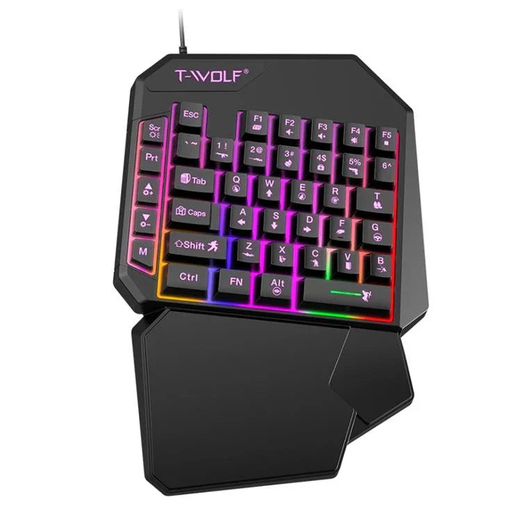 T-WOLF Mobile Gaming One-Handed Keyboard，Specification：, T19 Keyboard, TF-900 Set, Keyboard + Mouse + Throne