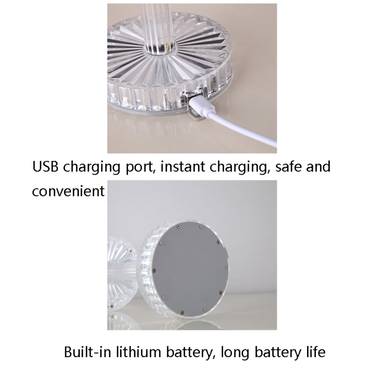 مصباح طاولة كريستال ماسي يعمل باللمس مع شحن USB، شحن USB (ضوء ثلاثي النغمات)، شحن USB (RGB مع تحكم عن بعد 16 لون)
