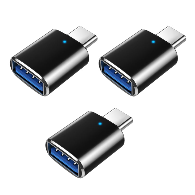 3 قطع محول OTG USB 3.0 أنثى إلى USB-C / Type-C ذكر مع ضوء مؤشر، 3 قطع مع مؤشر