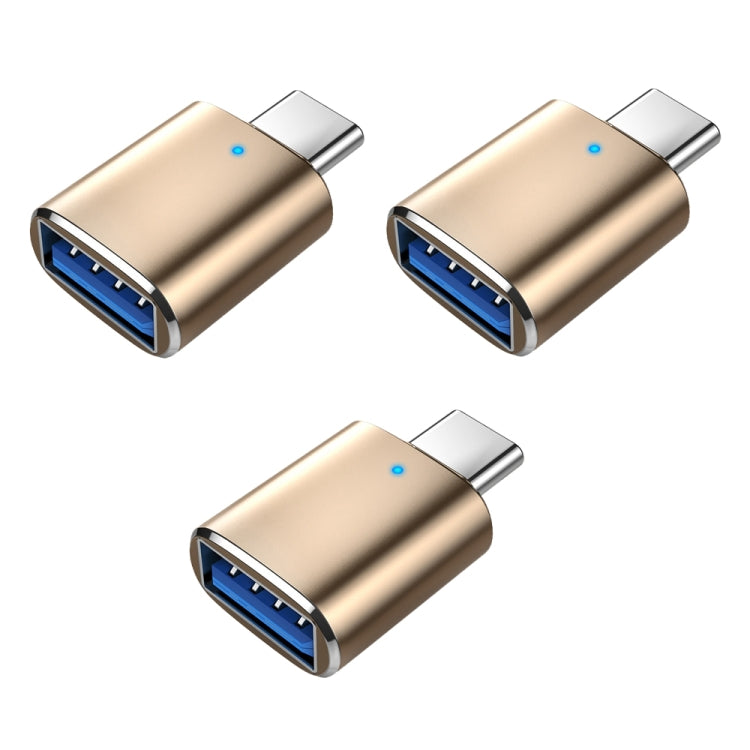 3 قطع محول OTG USB 3.0 أنثى إلى USB-C / Type-C ذكر مع ضوء مؤشر، 3 قطع مع مؤشر
