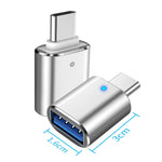 3 قطع محول OTG USB 3.0 أنثى إلى USB-C / Type-C ذكر مع ضوء مؤشر، 3 قطع مع مؤشر