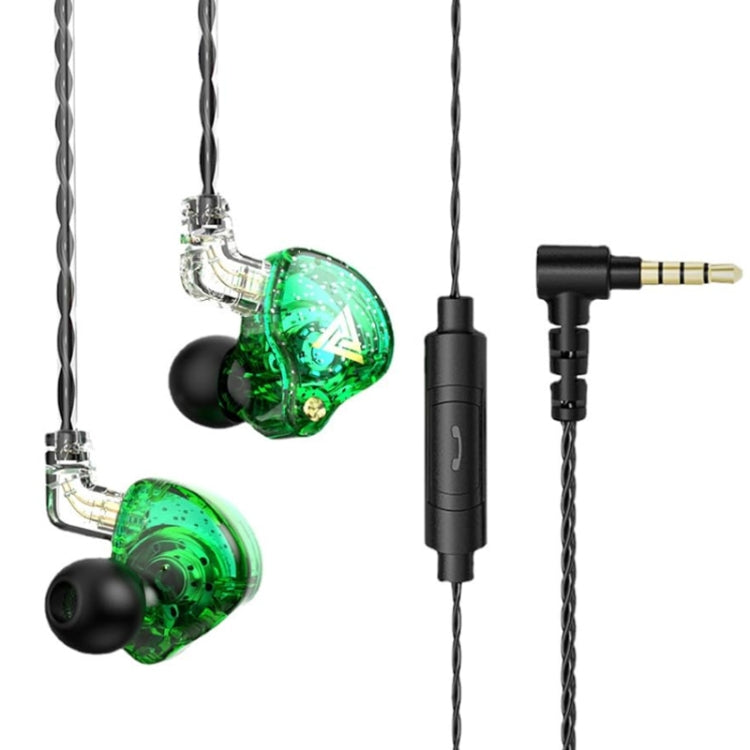 QKZ AK6 PRO سماعات أذن سلكية بمضخم صوت HiFi مع ميكروفون، ملونة، أسود، أبيض، أخضر