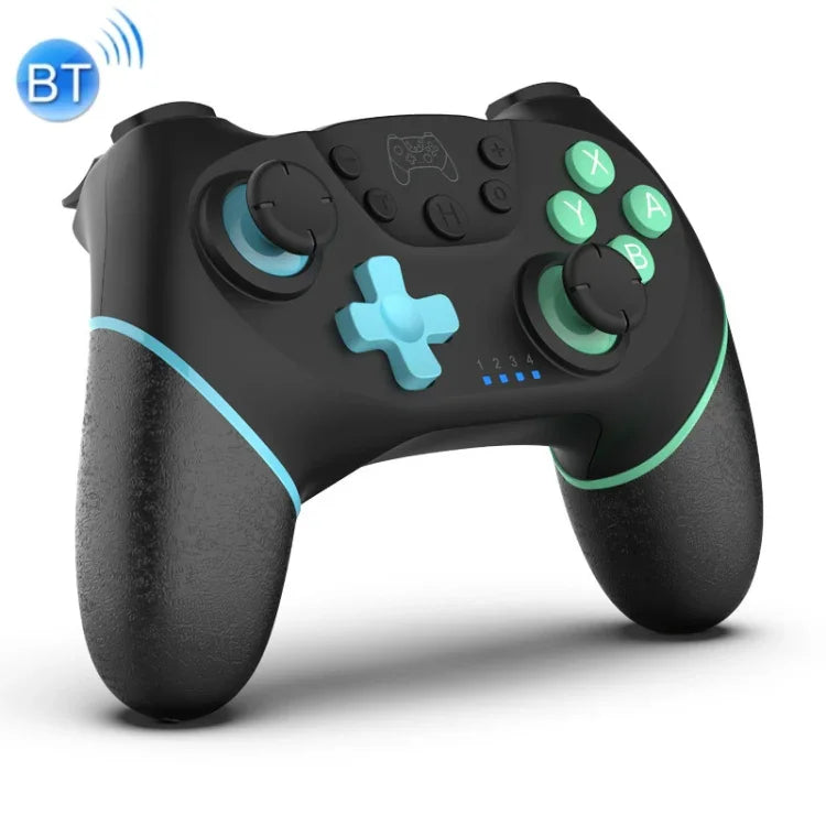 جهاز تحكم ألعاب بلوتوث لاسلكي مع برمجة ماكرو لجهاز Switch Pro، أزرق أيسر وأخضر أيمن