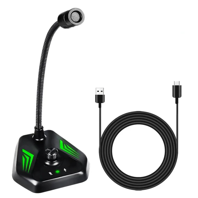 ميكروفون مكثف USB بقاعدة مرنة للكمبيوتر المكتبي MI520، إصدار USB مع ضوء RGB تنفسي