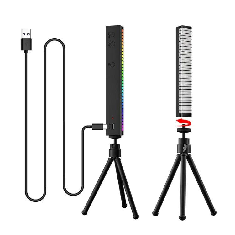 مصباح أجواء ثلاثي الأبعاد مع إيقاع موسيقي مكتبي، قابس USB، شحن USB