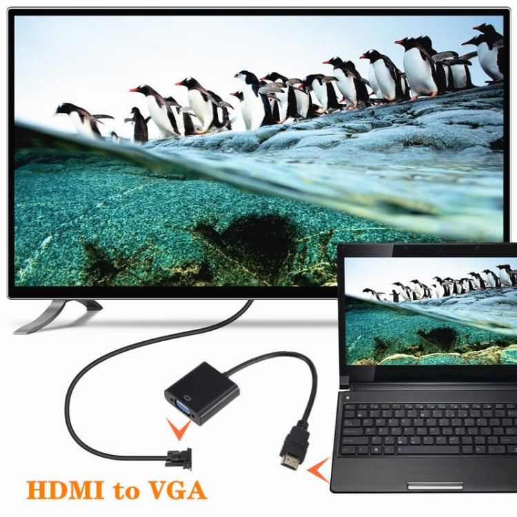 محول ZHQ007 بدقة HD 1080P من HDMI إلى VGA، أبيض، أسود