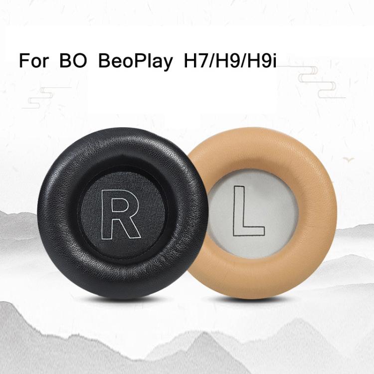 زوج سماعات إسفنجية من جلد أصلي لسماعات B&O BeoPlay H7 / H9 / H9i، H7 / H9 / H9i (أسود)، H7 / H9 / H9i (مشمشي)