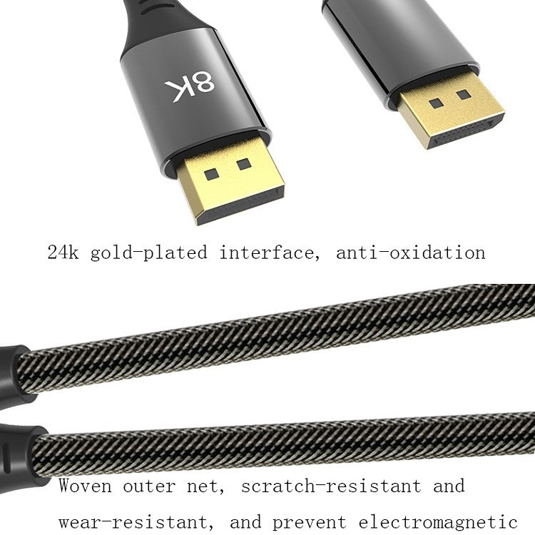 كابل شاشة DP1.4 إصدار 8K DisplayPort ذكر إلى ذكر، 0.5 متر، 1 متر، 1.5 متر، 2 متر، 3 متر، 5 متر، 7 متر، 10 متر