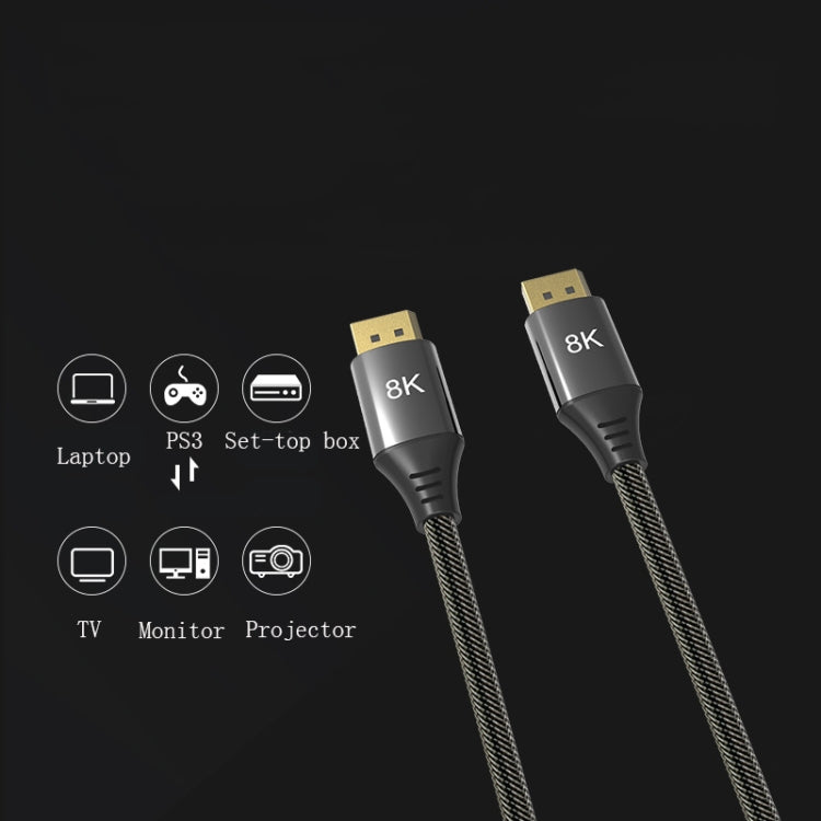 كابل شاشة DP1.4 إصدار 8K DisplayPort ذكر إلى ذكر، 0.5 متر، 1 متر، 1.5 متر، 2 متر، 3 متر، 5 متر، 7 متر، 10 متر