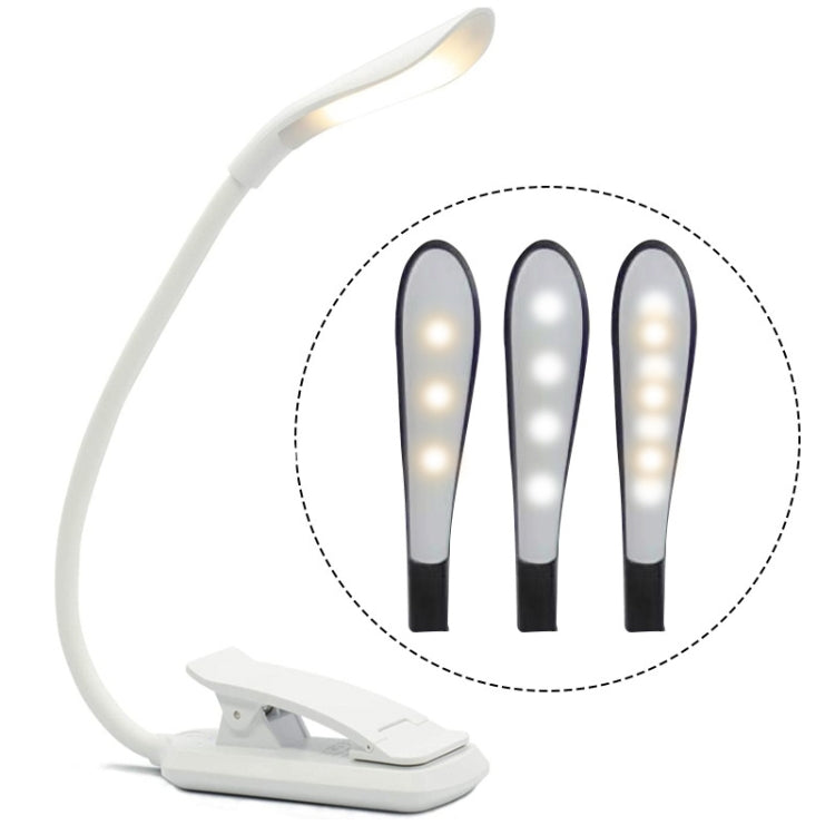 مصباح مشبك كتاب قابل للطي 8027D-2، 7 حبات LED حماية للعين، أبيض، أسود