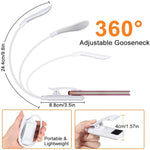 مصباح مشبك كتاب قابل للطي 8027D-2، 7 حبات LED حماية للعين، أبيض، أسود