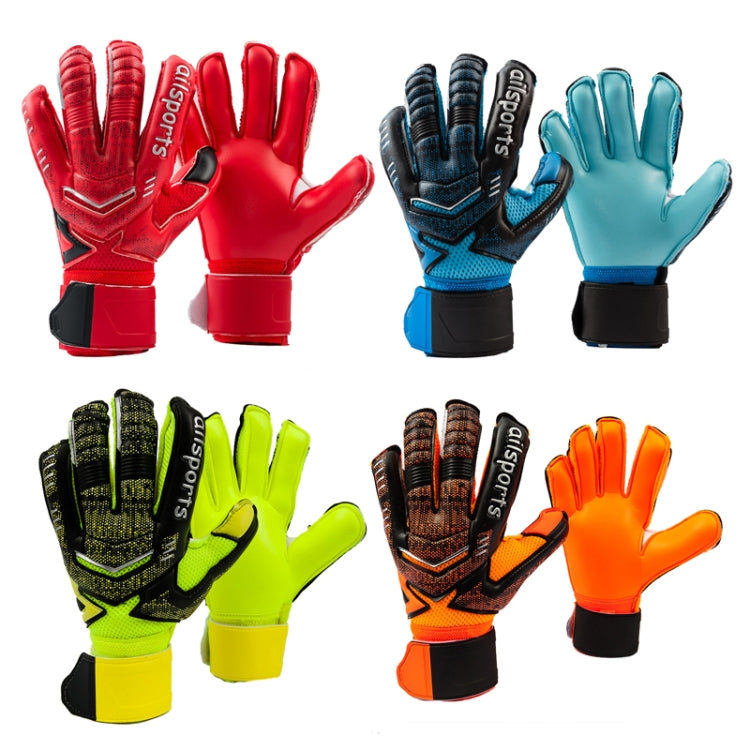 زوج واحد من قفازات حارس المرمى Ailsports ST5511 بسماكة حماية أصابع من اللاتكس، المقاسات: 5، 6، 7، 8، 9، 10، 11