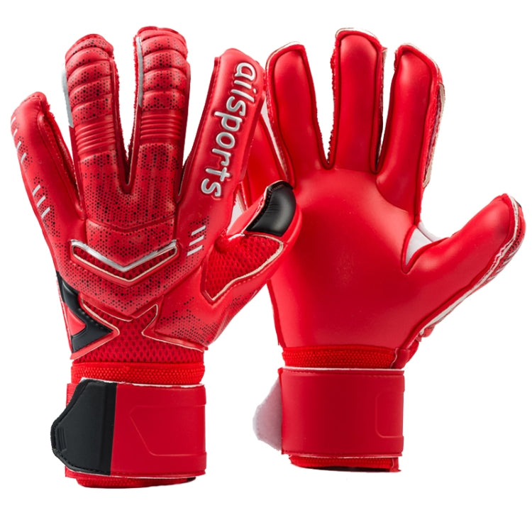 زوج واحد من قفازات حارس المرمى Ailsports ST5511 بسماكة حماية أصابع من اللاتكس، المقاسات: 5، 6، 7، 8، 9، 10، 11