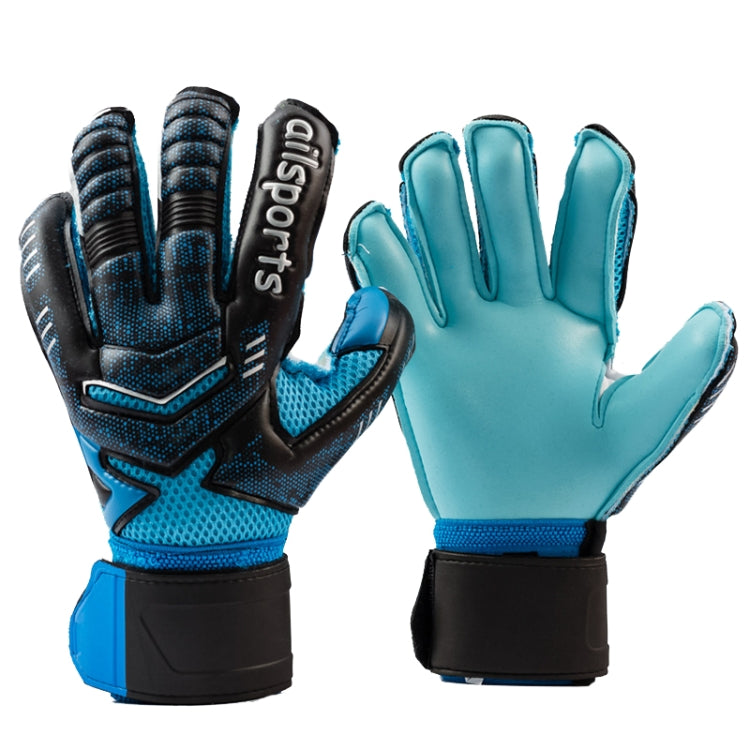 زوج واحد من قفازات حارس المرمى Ailsports ST5511 بسماكة حماية أصابع من اللاتكس، المقاسات: 5، 6، 7، 8، 9، 10، 11