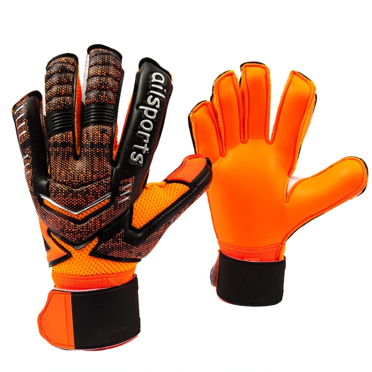 زوج واحد من قفازات حارس المرمى Ailsports ST5511 بسماكة حماية أصابع من اللاتكس، المقاسات: 5، 6، 7، 8، 9، 10، 11