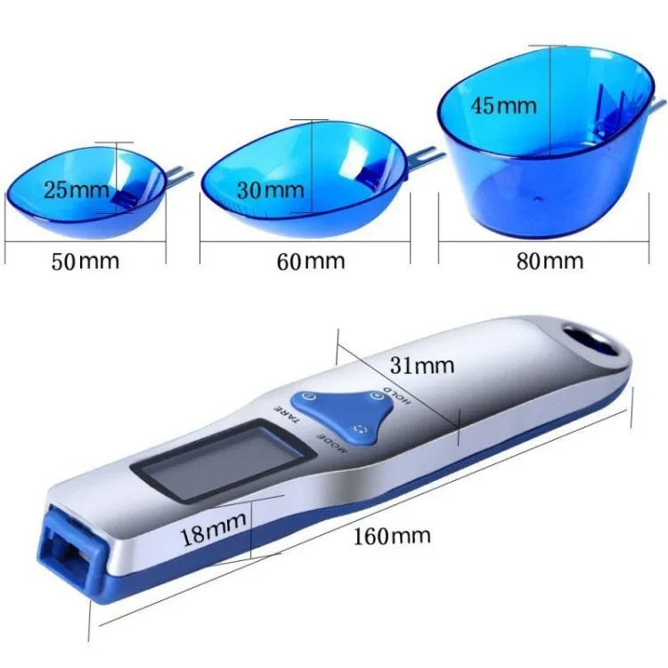 ميزان مطبخ إلكتروني ملعقة قياس مع ثلاث ملاعق، 500g / 0.5g، 300g / 0.1g