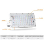 كشاف فيضان خارجي مقاوم للماء 50W LED RGB خفيف جداً مع جهاز تحكم عن بعد