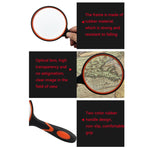 10X HD Optical Lens Handheld Magnifying Glass, 10X (50mm), 10X (65mm), 10X (75mm), 10X (100mm)