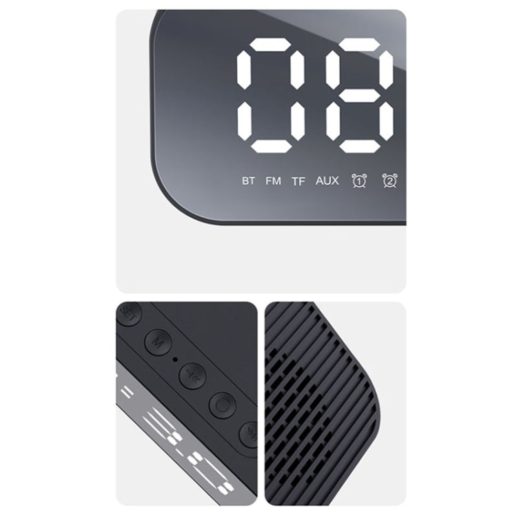 مكبر صوت بلوتوث صغير Havit M3 مع ساعة مرآة ومضخم صوت، المواصفات: 1200mAh (أسود)، 1200mAh (أبيض)