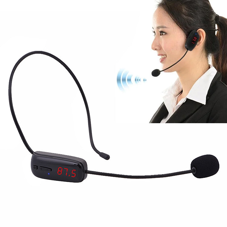 ميكروفون FM لاسلكي صغير مع سماعة رأس ومكبر صوت، ميكروفون مرتدى على الرأس