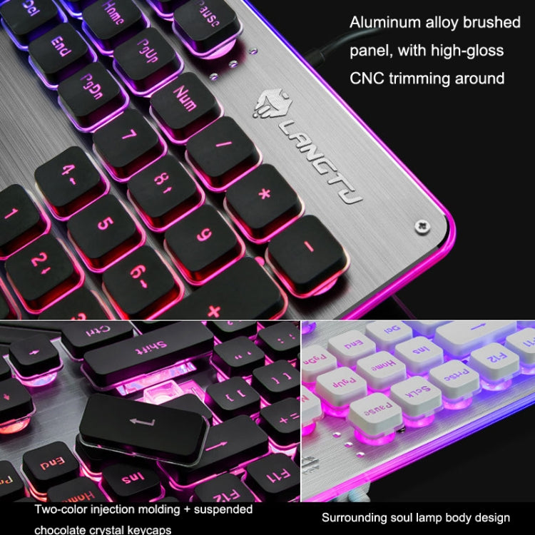 لوحة مفاتيح سلكية مضيئة USB للمنزل والمكتب LANGTU L1 104 مفاتيح، طول الكابل: 1.6م، L1 ضوء برتقالي أسود، L1 ضوء أزرق جليدي فضي أبيض، L1 ضوء أزرق جليدي أسود، L1 ضوء أبيض وردي