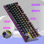 لوحة مفاتيح ميكانيكية مضيئة للألعاب سلكية XUNFOX K80 87 مفتاح، طول الكابل: 1.5م، أبيض أصفر، أسود رمادي، وردي أبيض، أزرق أبيض، أبيض أزرق، أصفر أبيض، رمادي أسود