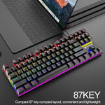 لوحة مفاتيح ميكانيكية مضيئة للألعاب سلكية XUNFOX K80 87 مفتاح، طول الكابل: 1.5م، أبيض أصفر، أسود رمادي، وردي أبيض، أزرق أبيض، أبيض أزرق، أصفر أبيض، رمادي أسود