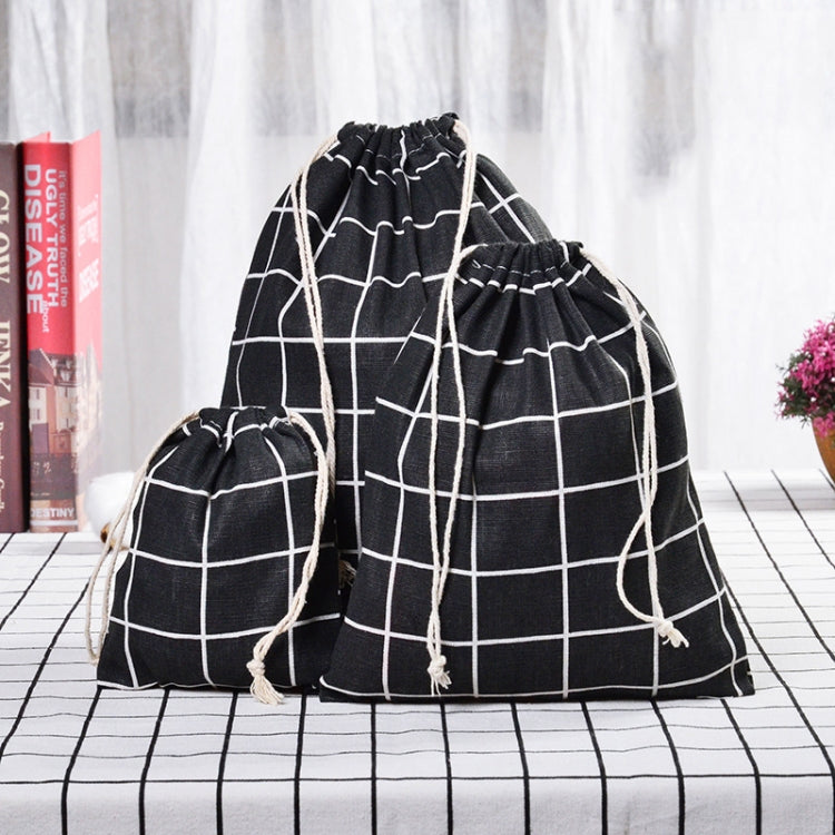 Cotton Linen Drawstring Pocket Sundries Storage Bag, Small+Medium+Large
