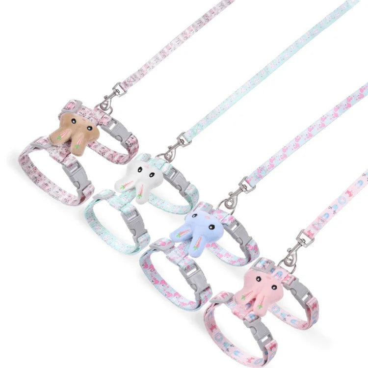 Rabbit Head Type Cat Traction Rope Anti-breakaway Adjustable Cat Leash, Small Suitable for Within 3kg, Large Suitable for 3-6kg
