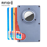 محفظة حاملة بطاقات مضادة للفقدان مع تقنية RFID لـ AirTag الجيل الثاني / AirTag الجيل الأول، أزرق، أسود، رمادي، فضي