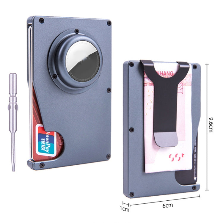 محفظة حاملة بطاقات مضادة للفقدان مع تقنية RFID لـ AirTag الجيل الثاني / AirTag الجيل الأول، أزرق، أسود، رمادي، فضي
