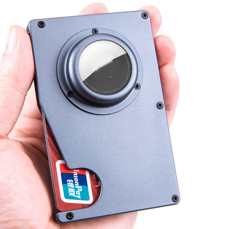 محفظة حاملة بطاقات مضادة للفقدان مع تقنية RFID لـ AirTag الجيل الثاني / AirTag الجيل الأول، أزرق، أسود، رمادي، فضي