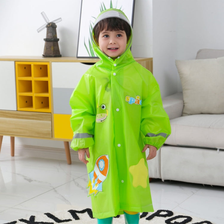 معطف مطر للأطفال بطباعة كرتونية مع حافة قبعة كبيرة ومقعد لحقيبة المدرسة، S, M, L, XL, XXL