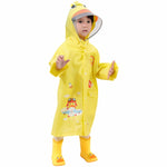 معطف مطر للأطفال بطباعة كرتونية مع حافة قبعة كبيرة ومقعد لحقيبة المدرسة، S, M, L, XL, XXL