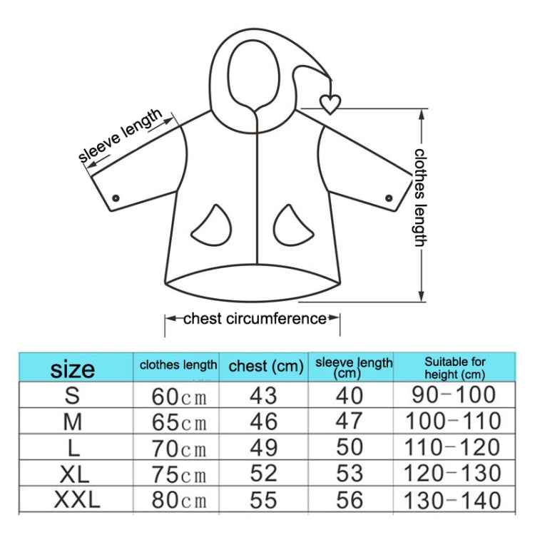 معطف مطر للأطفال بطباعة كرتونية مع حافة قبعة كبيرة ومقعد لحقيبة المدرسة، S, M, L, XL, XXL