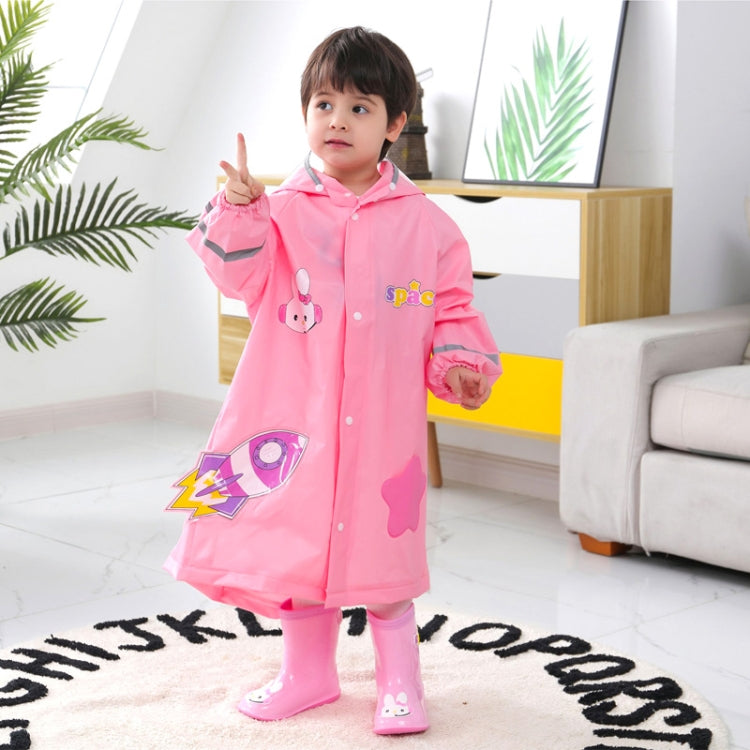 معطف مطر للأطفال بطباعة كرتونية مع حافة قبعة كبيرة ومقعد لحقيبة المدرسة، S, M, L, XL, XXL