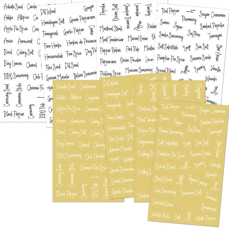 276 PCS Transparent Waterproof Spice Labels 2 Color Combination Pantry Markers