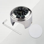 Aluminum Alloy Plating Motorcycle Handlebar Clock, Clock Silver Shell Black Background, Clock Silver Shell White Background, Clock Black Shell White Background, Clock Black Shell Black Background
