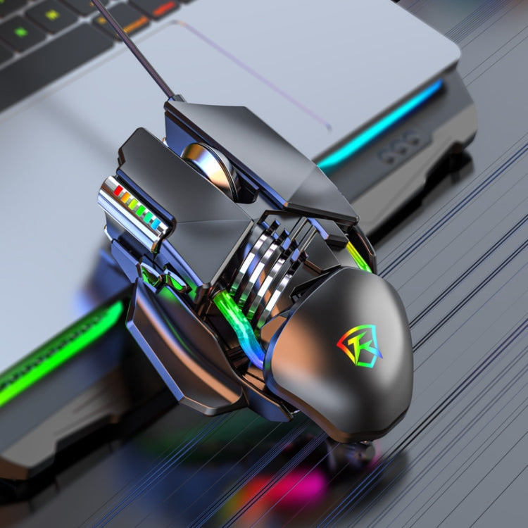 ماوس سلكي قابل للتعديل مع إضاءة RGB بستة أزرار Taijia P3، أسود، أبيض