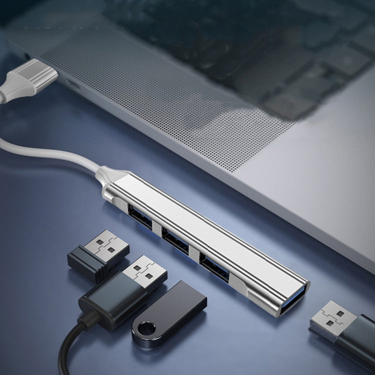 محطة إرساء صغيرة متعددة الوظائف 4 في 1، المواصفات: Type-C/USB-C 3.0 (فضي)، Type-C/USB-C 3.0 (فضي)، Type-C/USB-C 3.0 (رمادي)، Type-C/USB-C 3.0 (وردي)، USB 3.0 (فضي)، USB 3.0 (رمادي)، USB 3.0 (وردي)