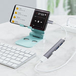 محطة إرساء صغيرة متعددة الوظائف 4 في 1، المواصفات: Type-C/USB-C 3.0 (فضي)، Type-C/USB-C 3.0 (فضي)، Type-C/USB-C 3.0 (رمادي)، Type-C/USB-C 3.0 (وردي)، USB 3.0 (فضي)، USB 3.0 (رمادي)، USB 3.0 (وردي)