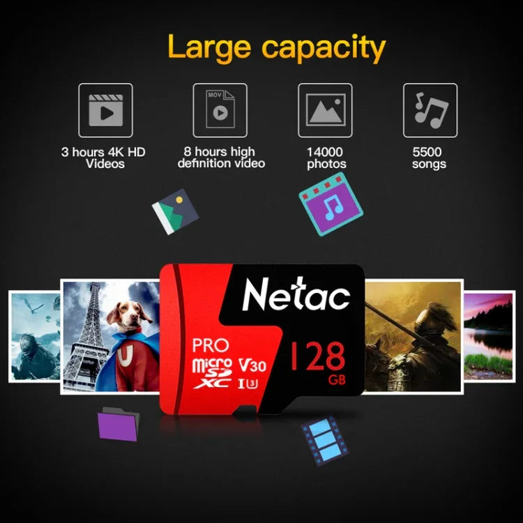 بطاقة ذاكرة هاتف محمول لكاميرا مراقبة ومسجل قيادة Netac، 32GB، 64GB، 128GB، 256GB