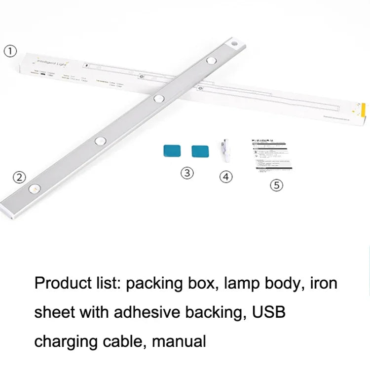شريط ضوء ذكي LED رفيع جدًا بمستشعر حركة جسم الإنسان، الطول:، 30 سم، 40 سم