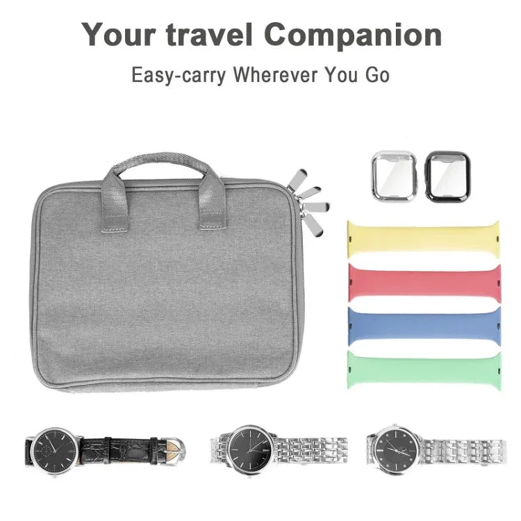حقيبة تخزين سوار مزدوجة الطبقة محمولة ومنظمة لكابلات البيانات، طبقتان باللون الأسود، طبقتان باللون الرمادي