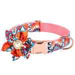 طوق زهري قابل للتعديل مع مشبك معدني يمكن نقش اسمه، طوق للكلاب، المقاسات: XS 1.5x30 سم، S 1.5x40 سم، M 2.0x50 سم، L 2.5x60 سم
