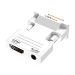 محول HDMI أنثى إلى VGA ذكر مع محول صوت لشاشة الكمبيوتر والتلفاز وجهاز العرض، أبيض، ذهبي، أسود