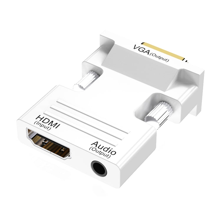 محول HDMI أنثى إلى VGA ذكر مع محول صوت لشاشة الكمبيوتر والتلفاز وجهاز العرض، أبيض، ذهبي، أسود